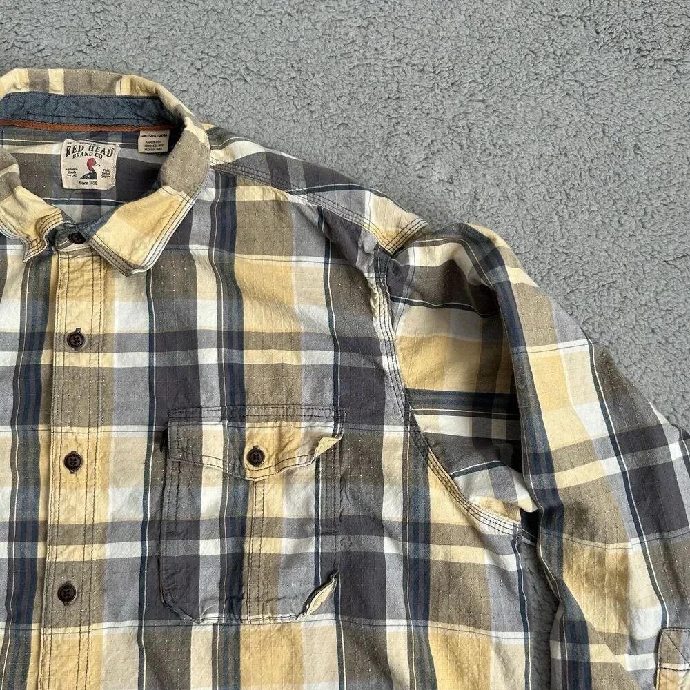 Red Head Flannel Shirt Mens Adult 2 XT Multicolor Plaid Button Up Long Sleeve - Picture 5 of 12